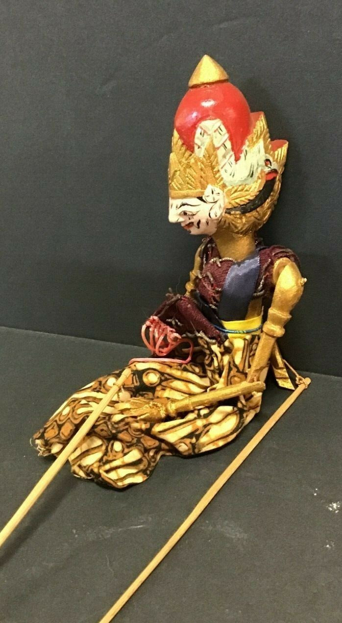 Vintage Wooden Egyptian Red Gold Hand Puppet 