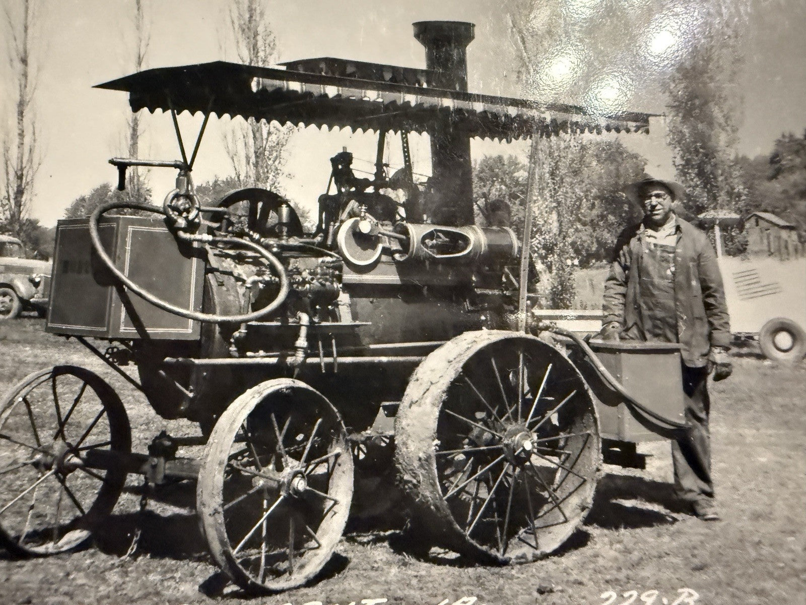 RPPC Real Photo MT PLEASANT IOWA RPPC Postcard OLD Steam  TRACTOR 229-B