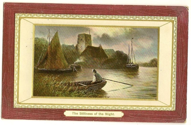 The stillness of Night Sailboat Boat  Postcard 2263