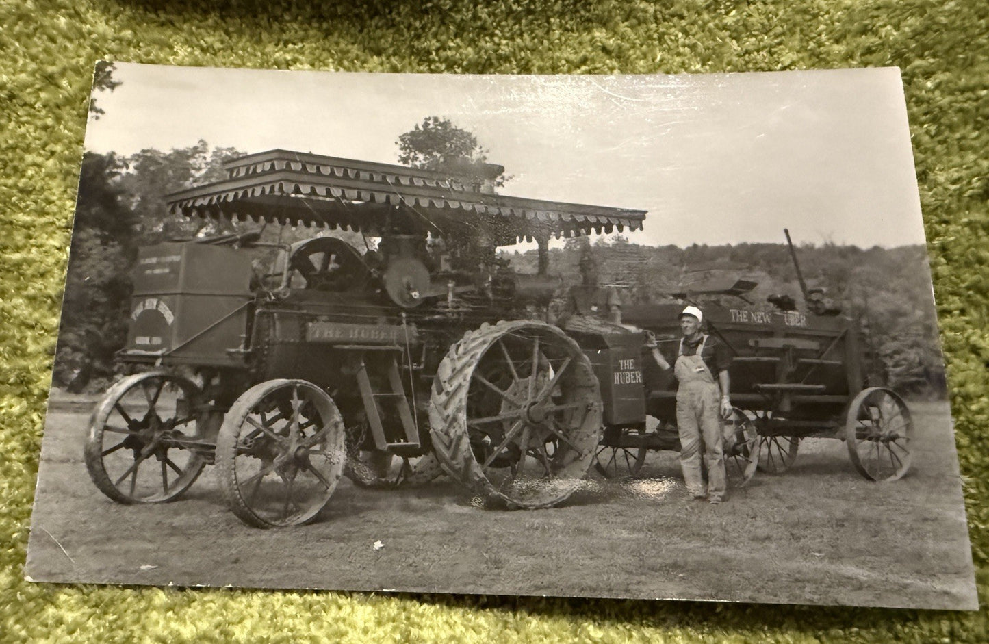 RPPC Real Photo Postcard OLD The Huber Steam TRACTOR
