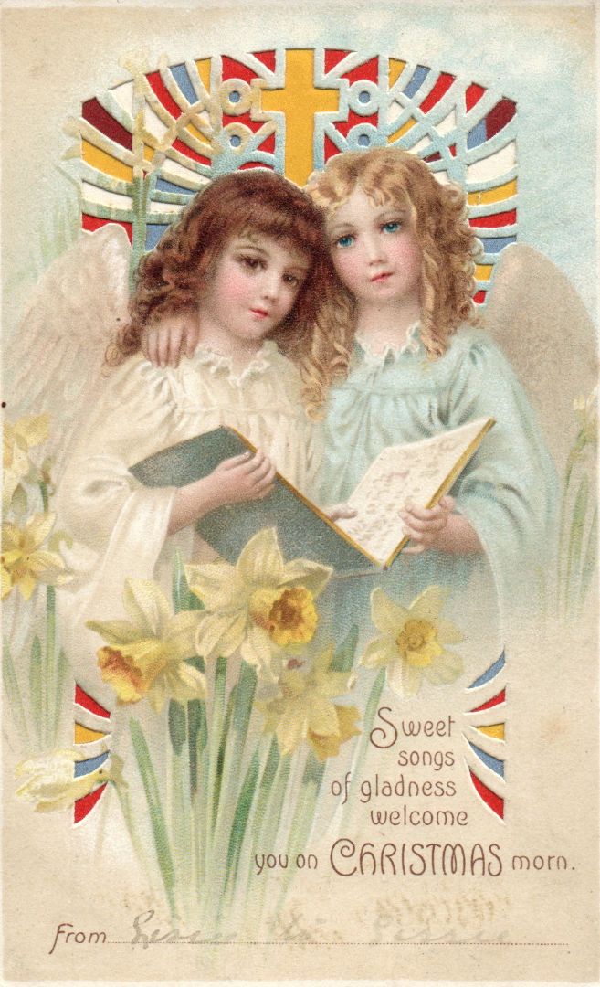 Sweet Songs Of Gladness Welcome You On Christmas Morn HTL Hold to the Light postcard