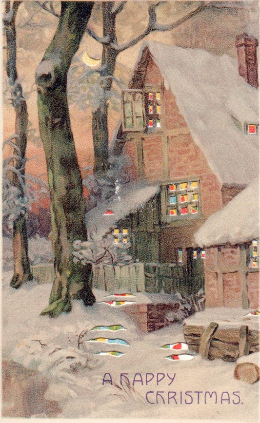 A Happy Christmas HTL Hold to the Light postcard