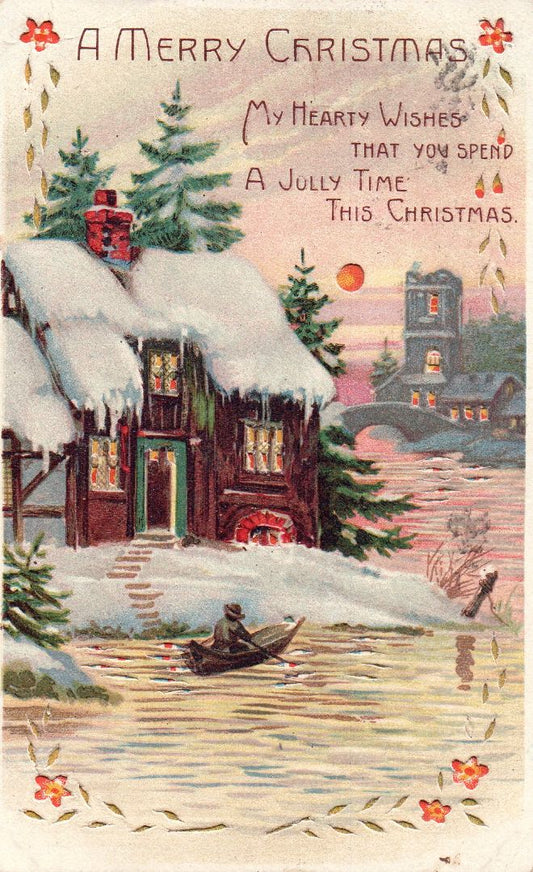 A Merry Christmas My Heaty Wishes That You Spend A Jolly Time This Christmas HTL Hold to the Light postcard