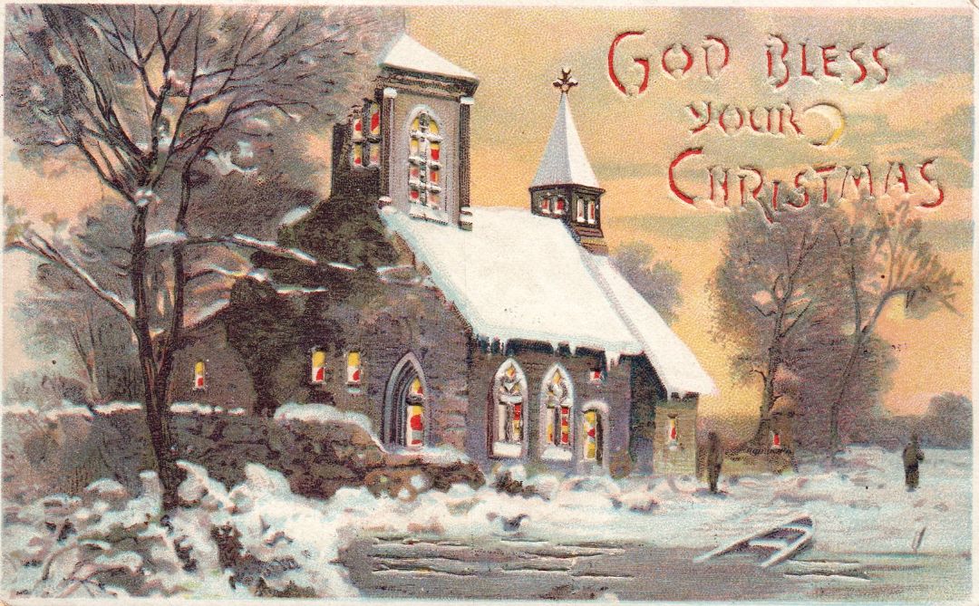 God Bless Your Christmas HTL Hold to the Light postcard