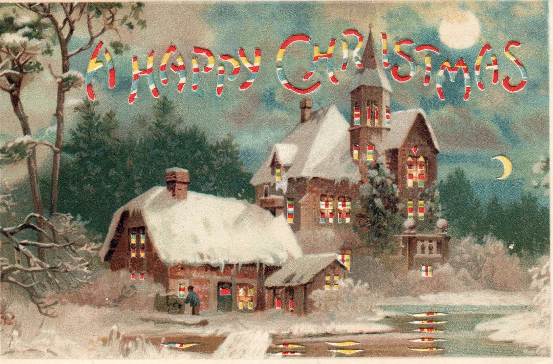 A Happy Christmas HTL Hold to the Light postcard