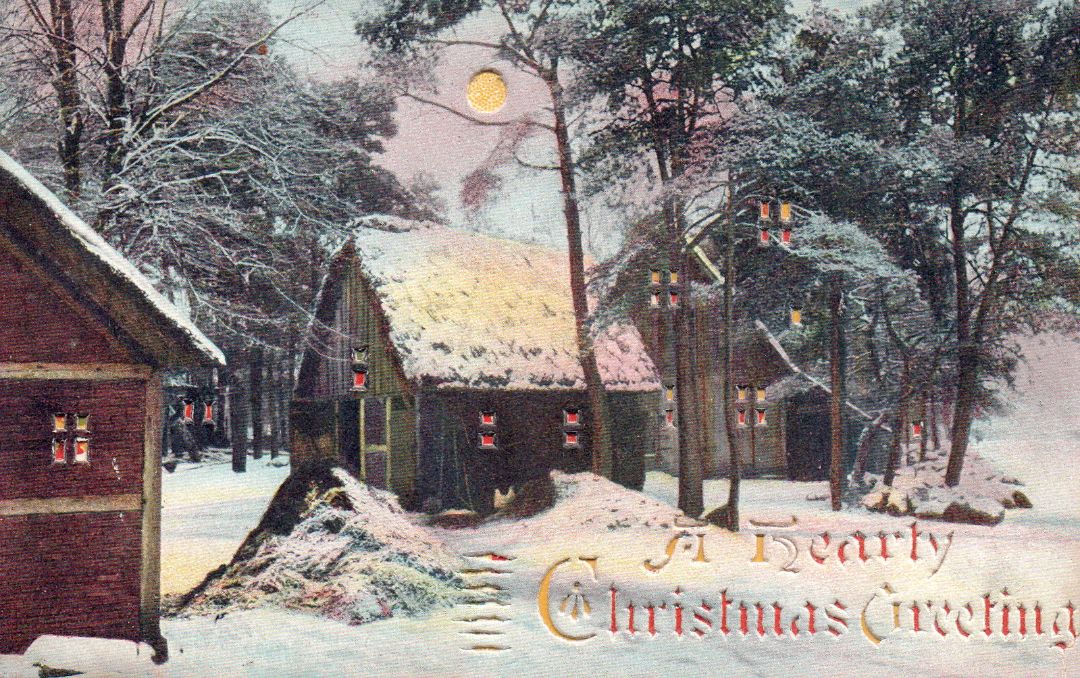 A Hearty Christmas Greeting HTL Hold to the Light postcard