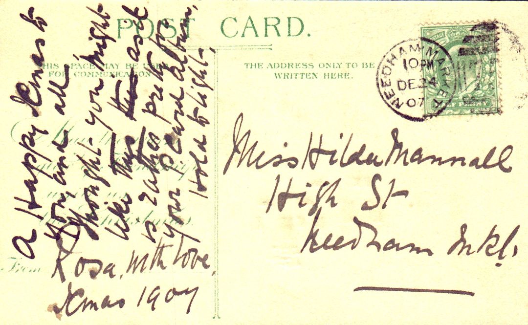 Cabin And Wagon On a Snowy Night HTL Hold to the Light postcard
