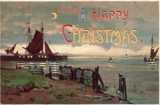A Happy Christmas HTL Hold to the Light postcard