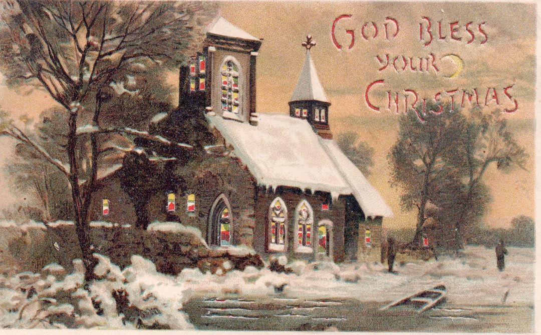 God Bless Your Christmas HTL Hold to the Light postcard
