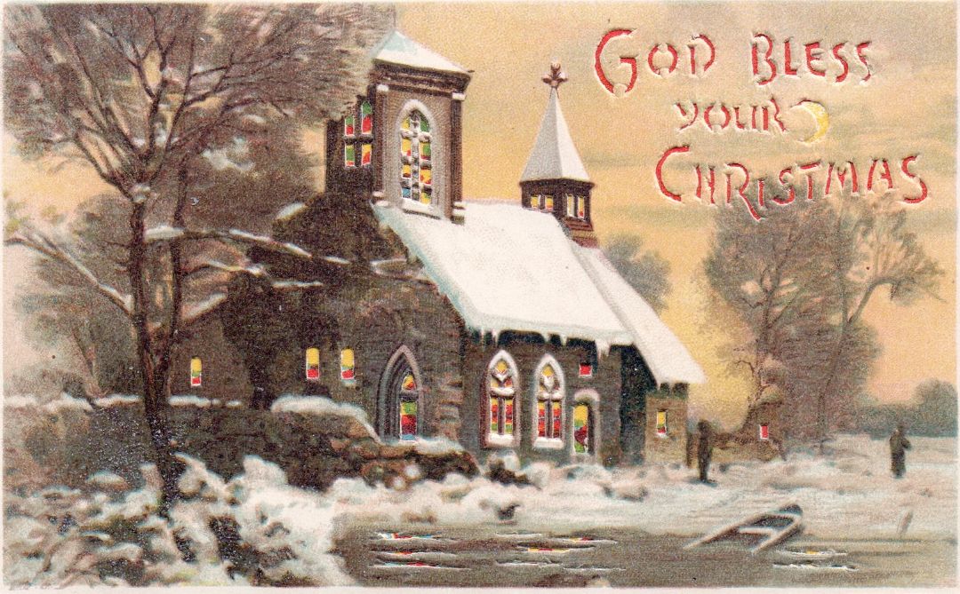 God Bless Your Christmas HTL Hold to the Light postcard