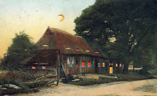 Cabin In Woods At Night HTL Hold to the Light postcard
