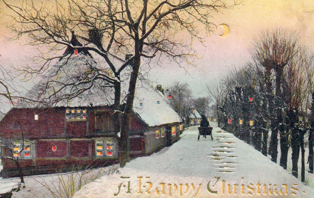 A Happy Christmas  HTL Hold to the Light postcard