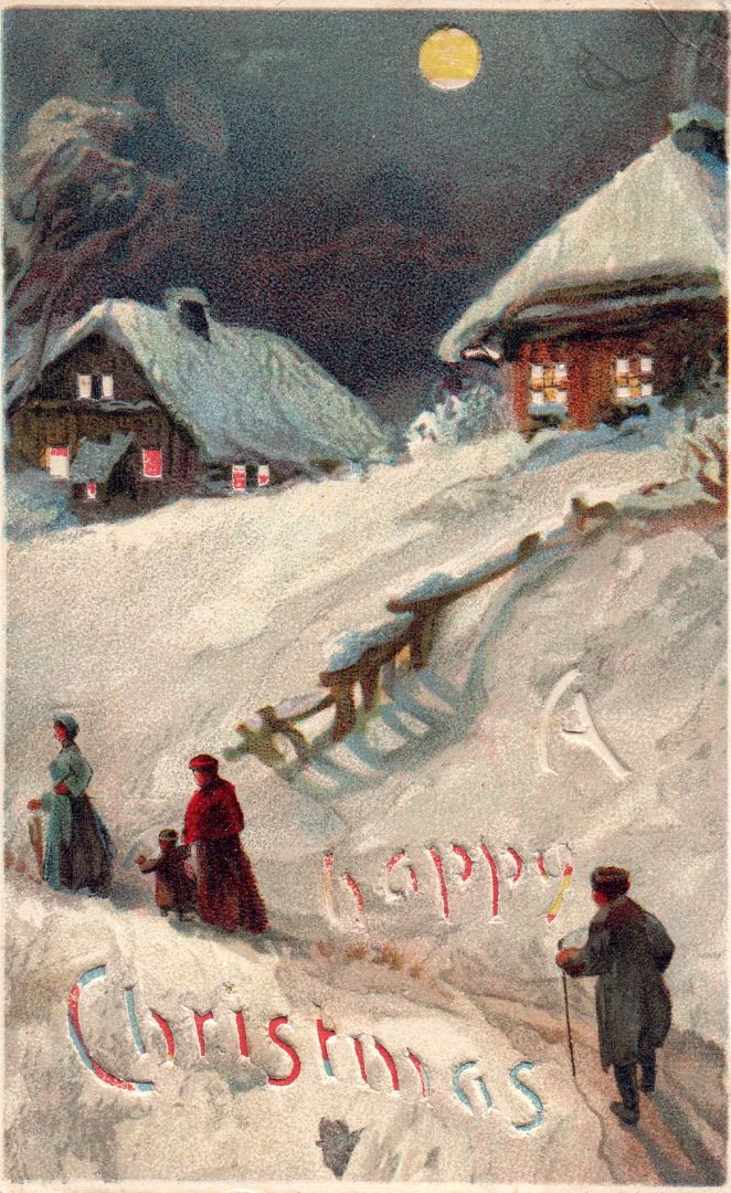 Happy Christmas HTL Hold to the Light postcard