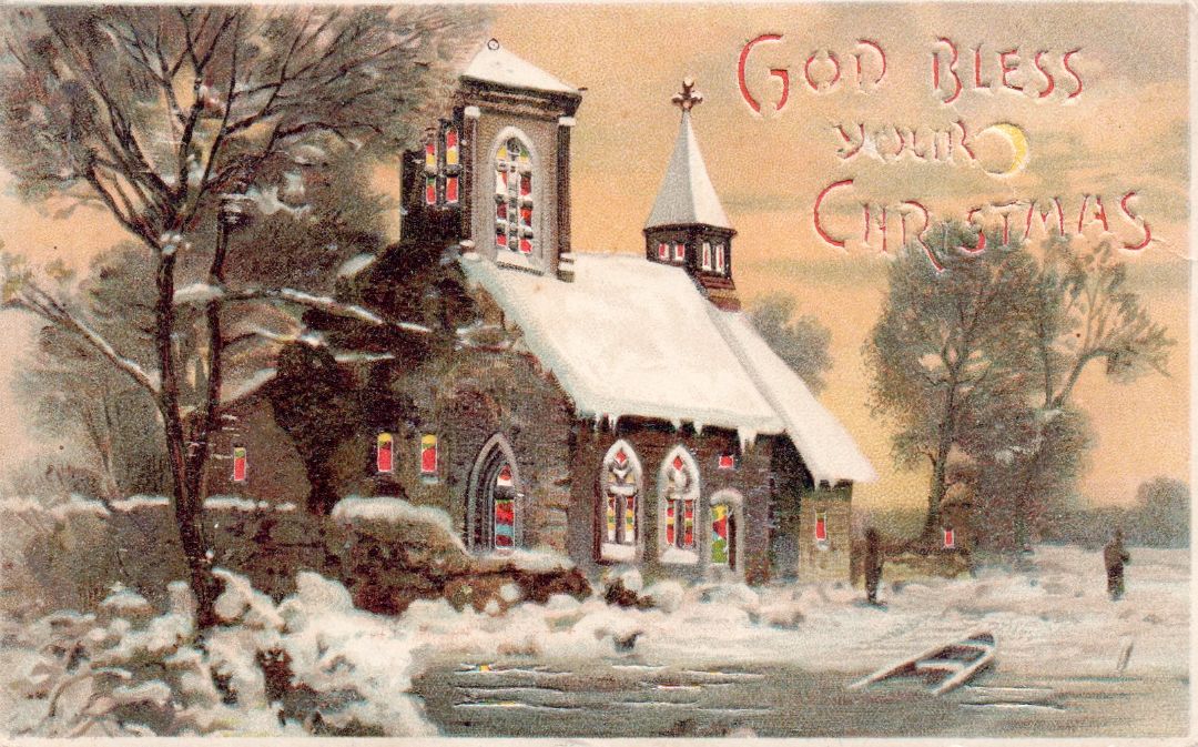 God Bless Your Christmas HTL Hold to the Light postcard