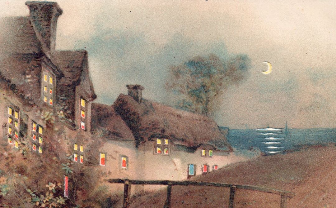 Houses On a Waters Edge HTL Hold to the Light postcard