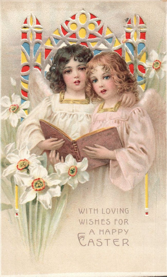 With Loving Wishes For A Happy Easter HTL Hold to the Light postcard
