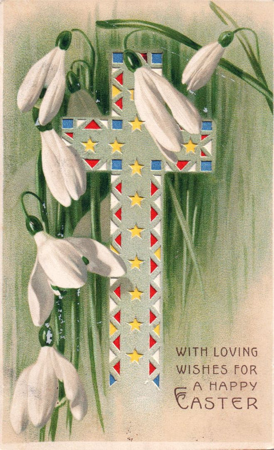 With Loving Wishes For A Happy Easter HTL Hold to the Light postcard