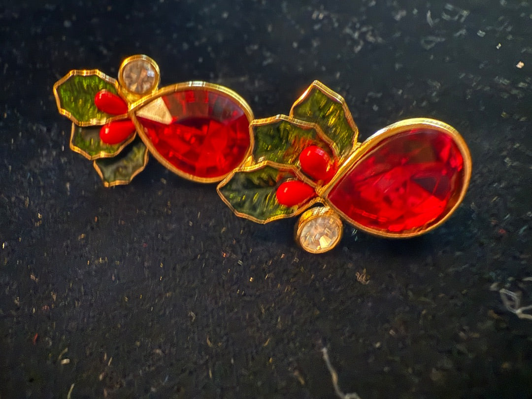 AVON Red Holly Clip Earrings