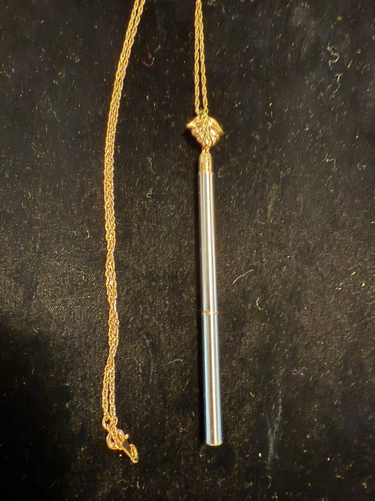 Vintge AVON Pen Pendant Necklace Gold & Silver