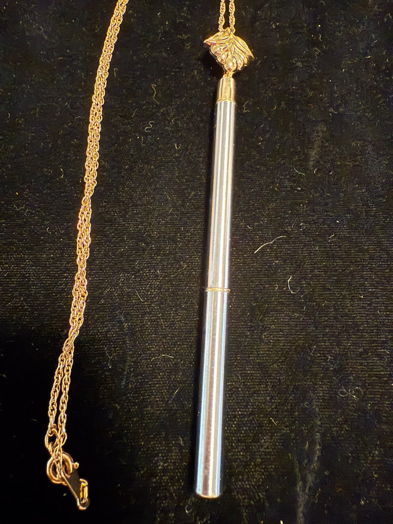 Vintge AVON Pen Pendant Necklace Gold & Silver