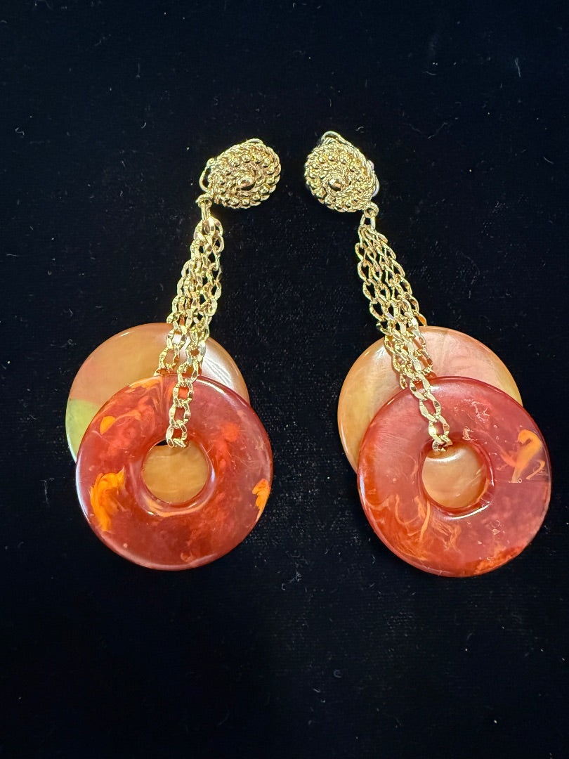 Vtg 1992 Earthly Agate Clip Earrings Avon