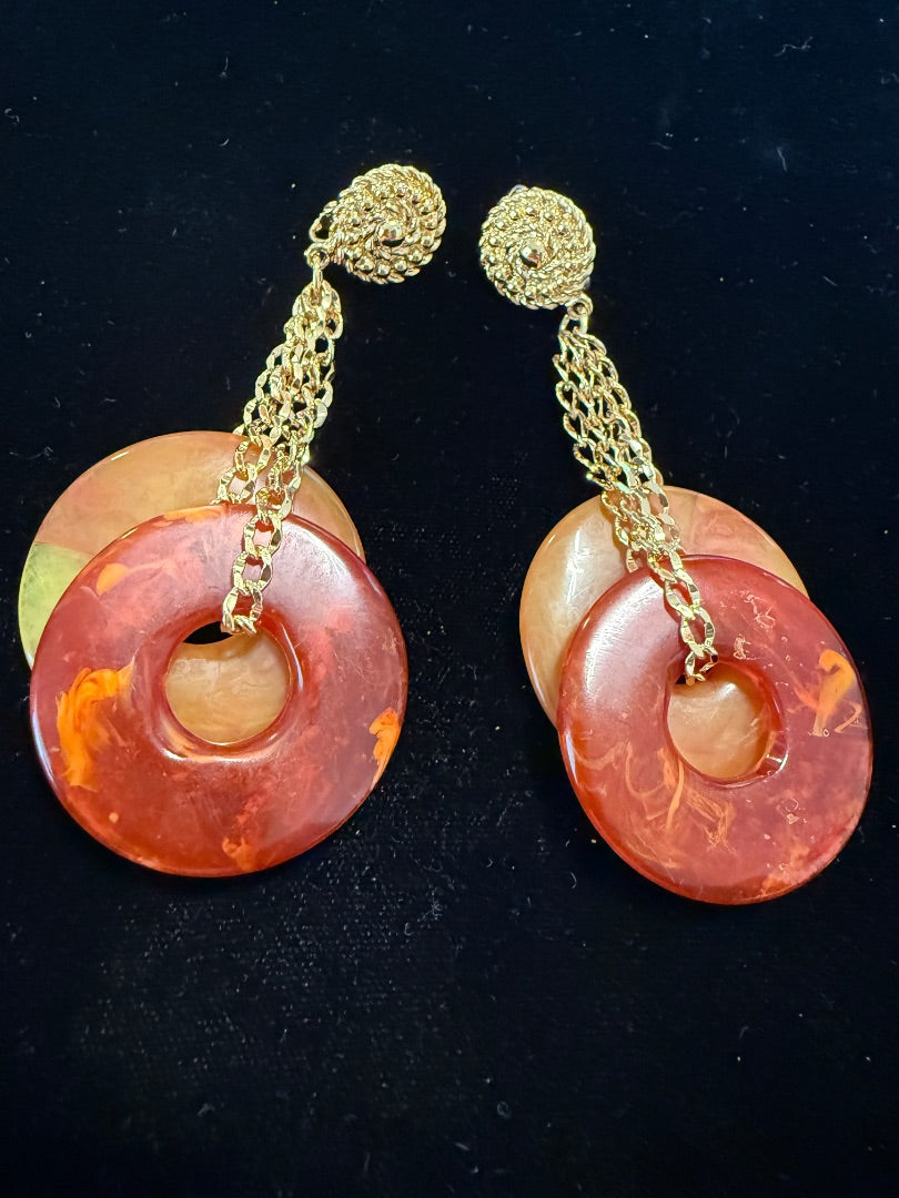 Vtg 1992 Earthly Agate Clip Earrings Avon