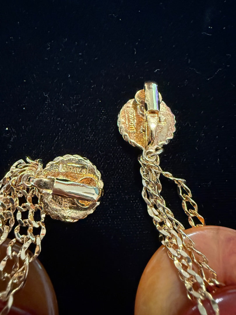 Vtg 1992 Earthly Agate Clip Earrings Avon