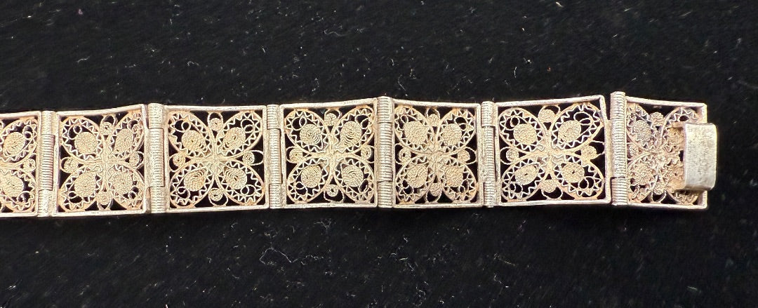 Sterling Filagree Coral Bracelet