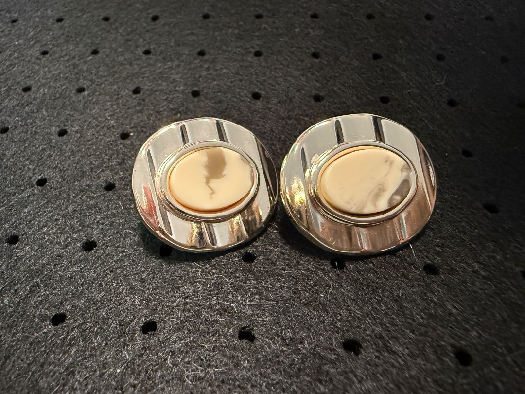 Avon silver cream Clip earrings