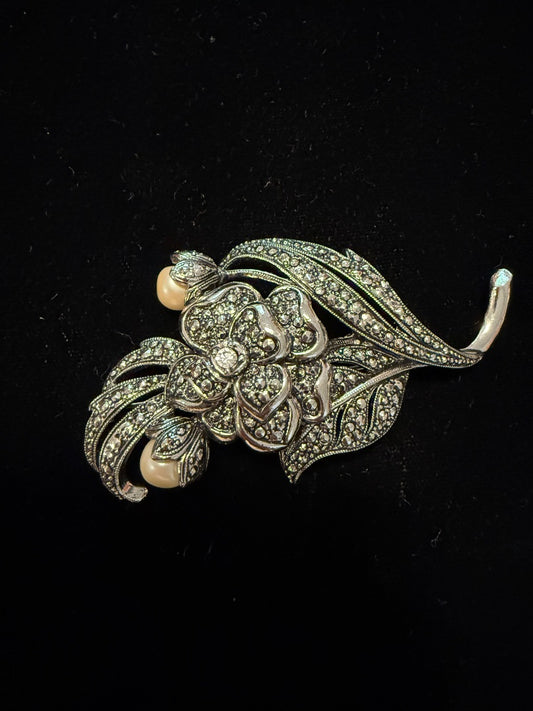 vintage Avon Silver Marcasite brooch