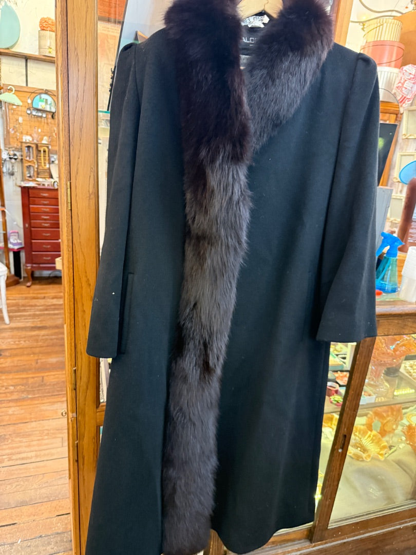 Vintage black long dress coat