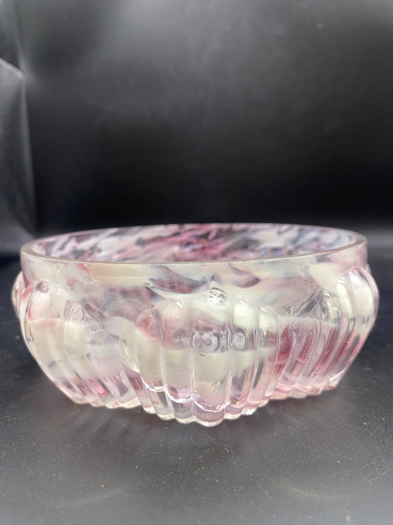 Antique Northwood Splatter Berry Bowl Pink White WITH Lid