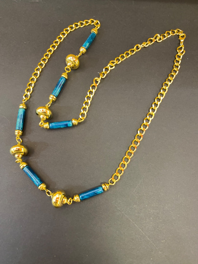 Gold Tone Teal Necklace