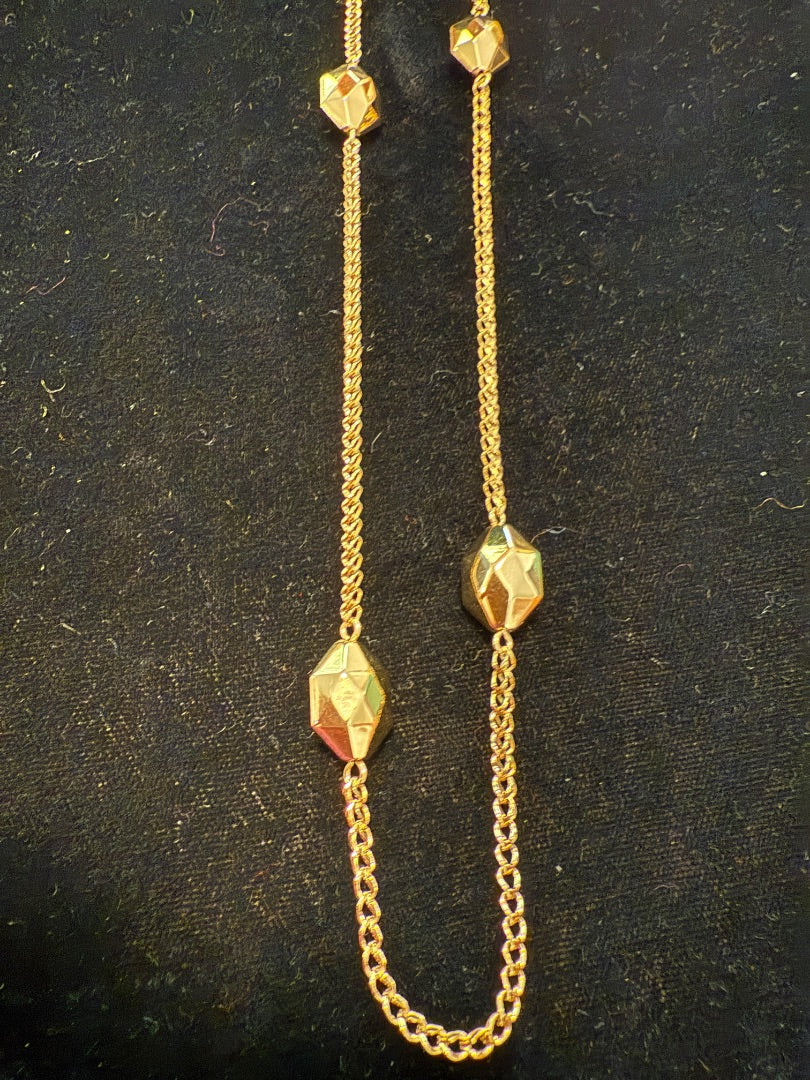 VINTAGE AVON Geometric Ball Necklace GOLD TONE