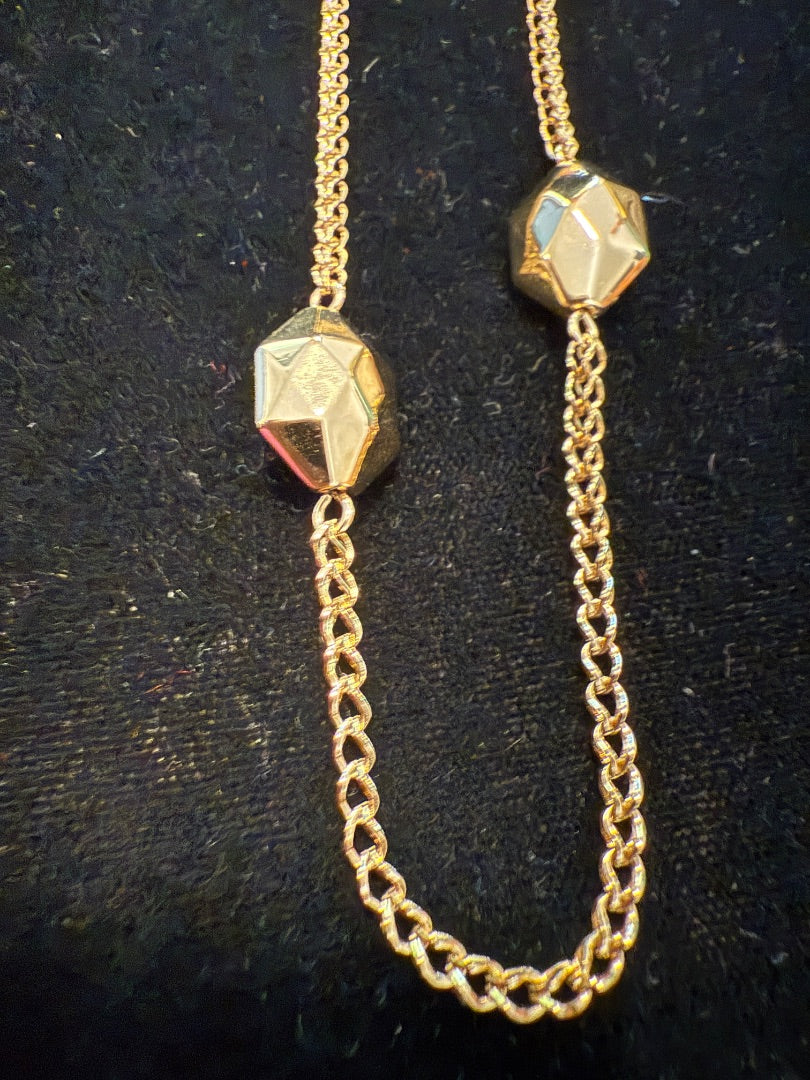 VINTAGE AVON Geometric Ball Necklace GOLD TONE