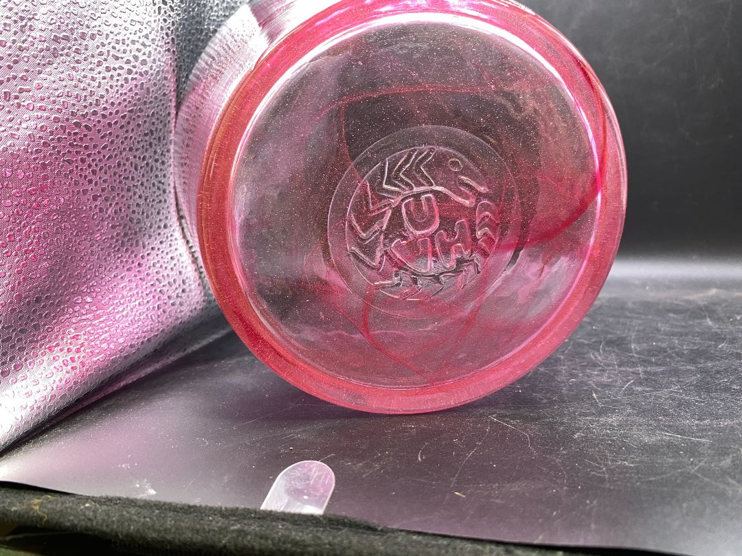 Kosta Boda Mine Snake Pink Swirl Bowl Ulrica Hydman-Vallien Marked UHV