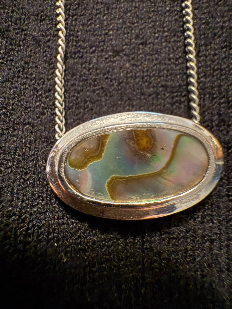 VTG Abalone Necklace silver toned