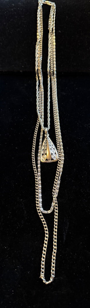 3 Strand Avon Silver toned Necklace