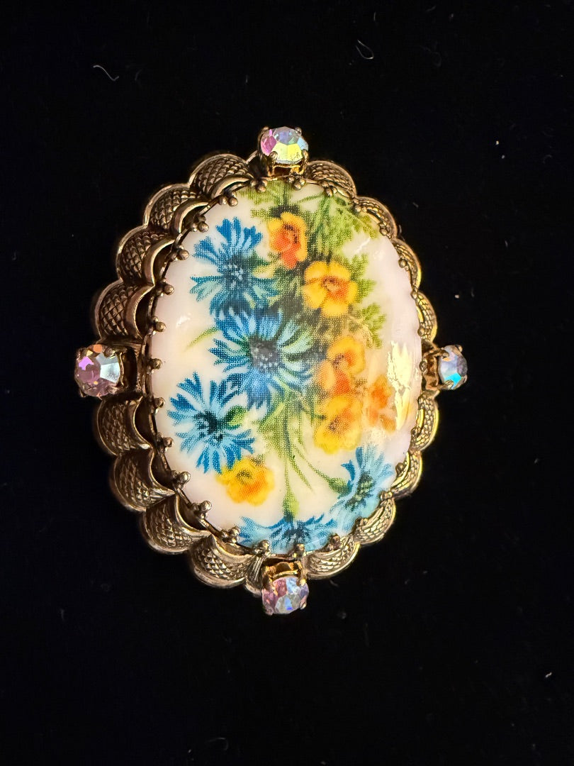 Signed Germany Hand Painted Brooch / Pin