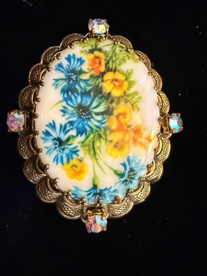 Signed Germany Hand Painted Brooch / Pin