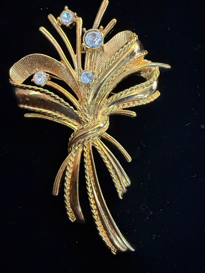 Gold Rhinestone BouquetBrooch / Pin