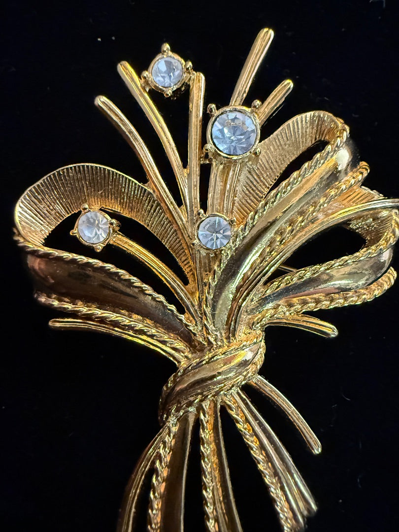 Gold Rhinestone BouquetBrooch / Pin
