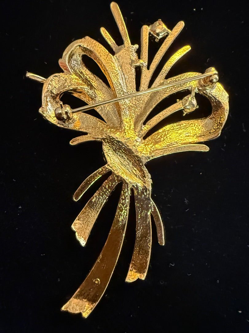 Gold Rhinestone BouquetBrooch / Pin