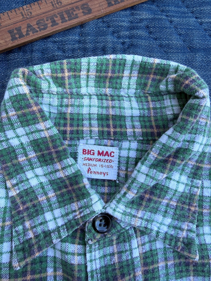 Vtg 60s printed flannel Big Mac medium