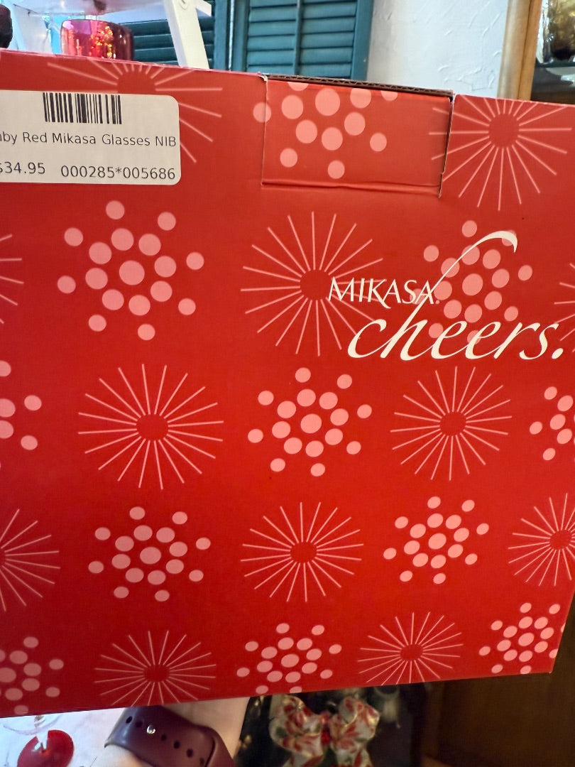 Ruby Red Mikasa Glasses NIB