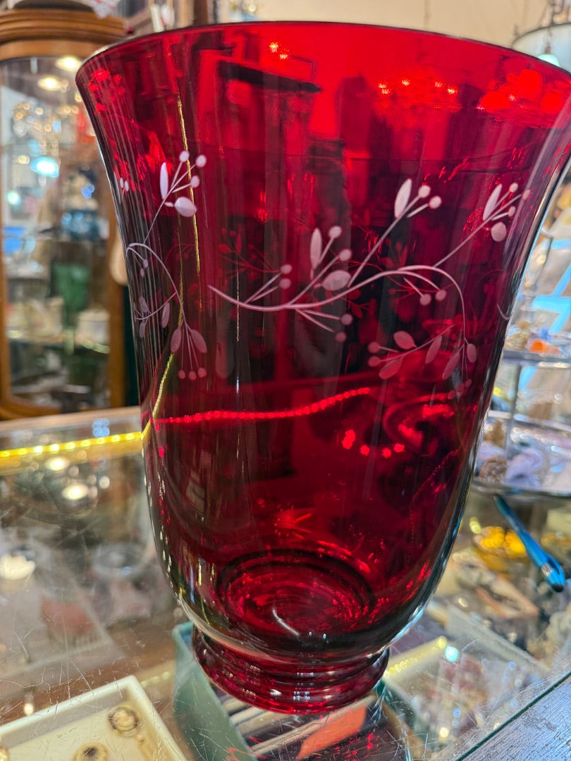 Ruby Red Longaberger Candle Hurricane Vase