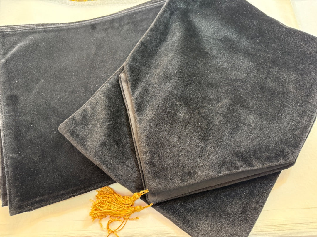 9 pc Black Velvet  runner / Placemats