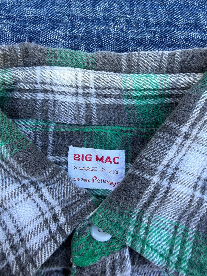 Vtg 60s green xl Big Mac cotton flannel