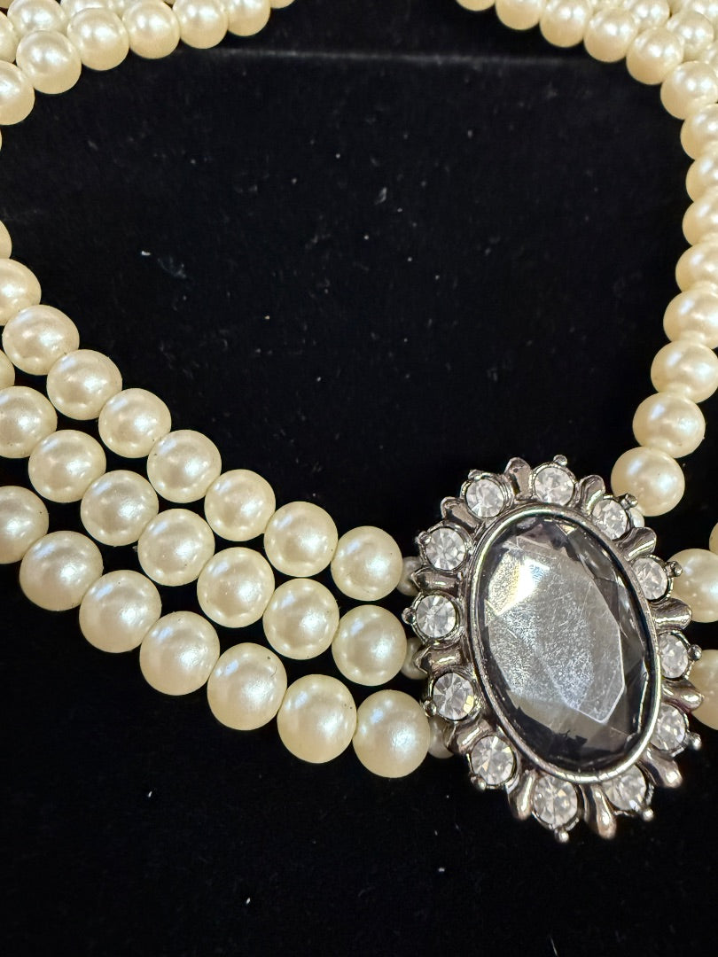 3 Strand Gem &Pearl Necklace
