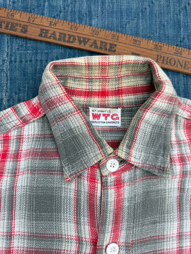 Vtg 50s Grants sanforized shadow plaid flannel